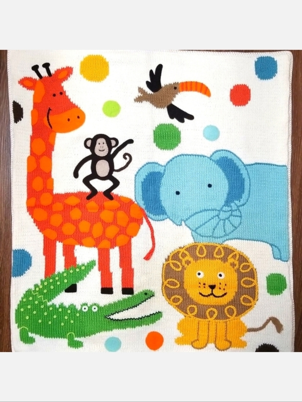 ArtWalk 100% Cotton Handmade Jungle Animal Baby Blanket ~ NWT